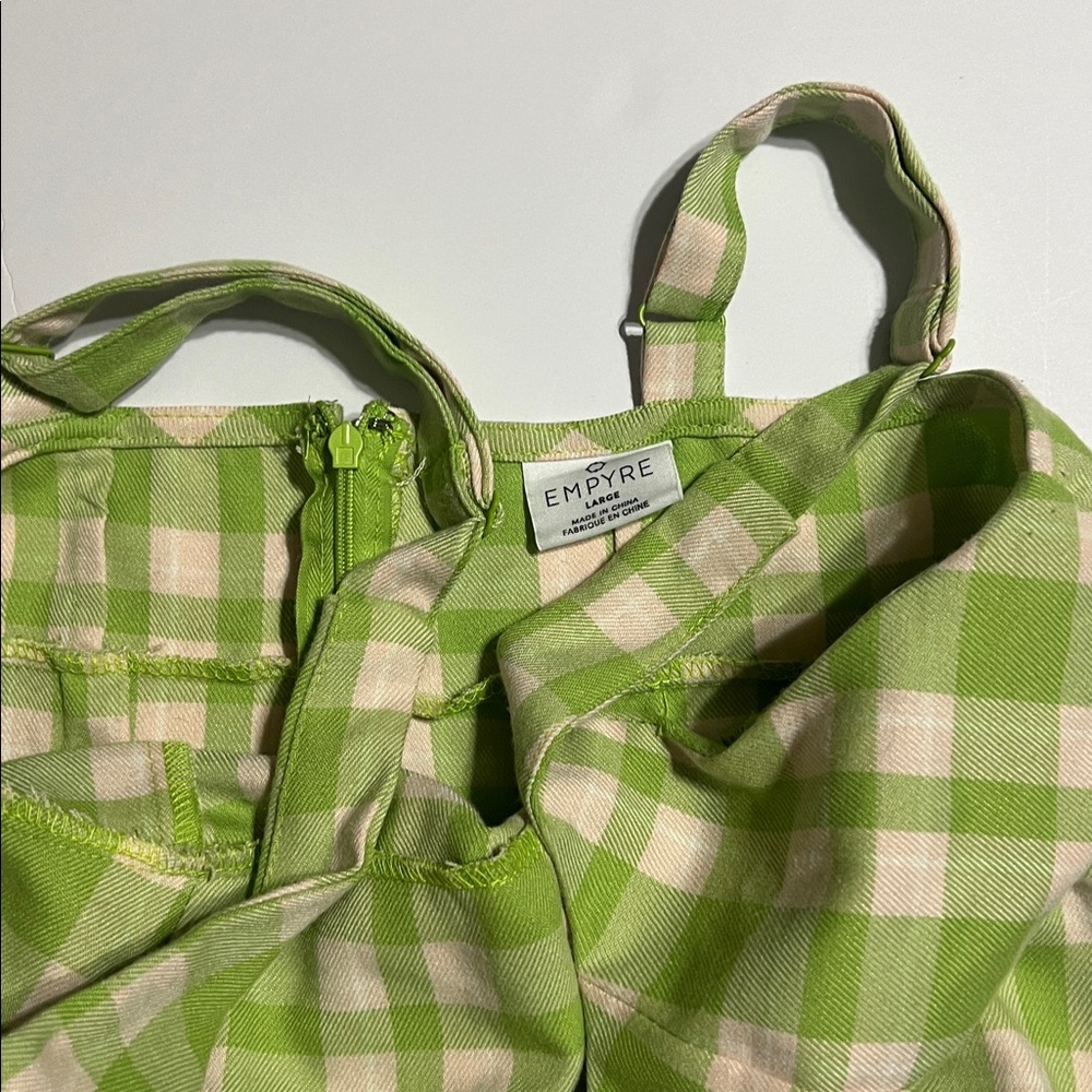 Empyre Lime Green and Beige Checkered Dress